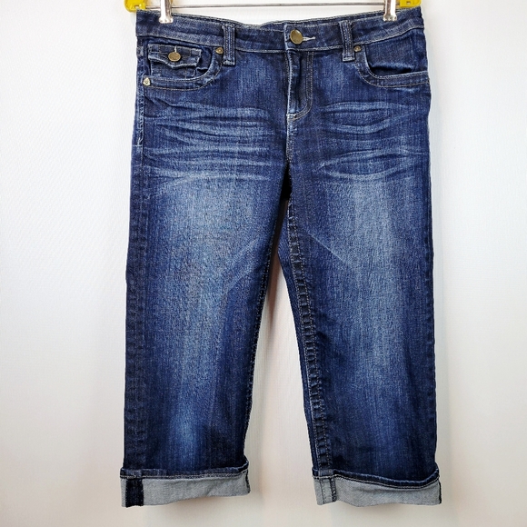 KUT from the Kloth Natalie Crop Capri Blue Jeans Size 6~Cuffed Hem~32×18 - Picture 1 of 10